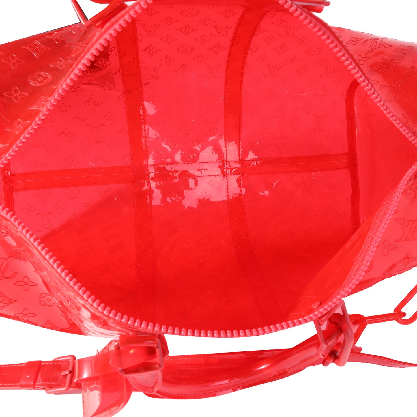 Louis Vuitton Louis Vuitton x Virgil Abloh Red Monogram PVC Keepall Bandouliére 50