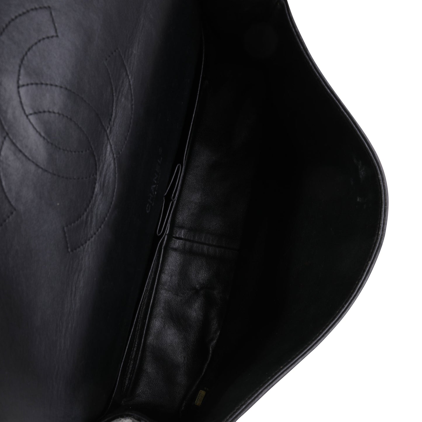 Chanel Black Quilted Patent Leather Maxi Classic Double Flap Bag