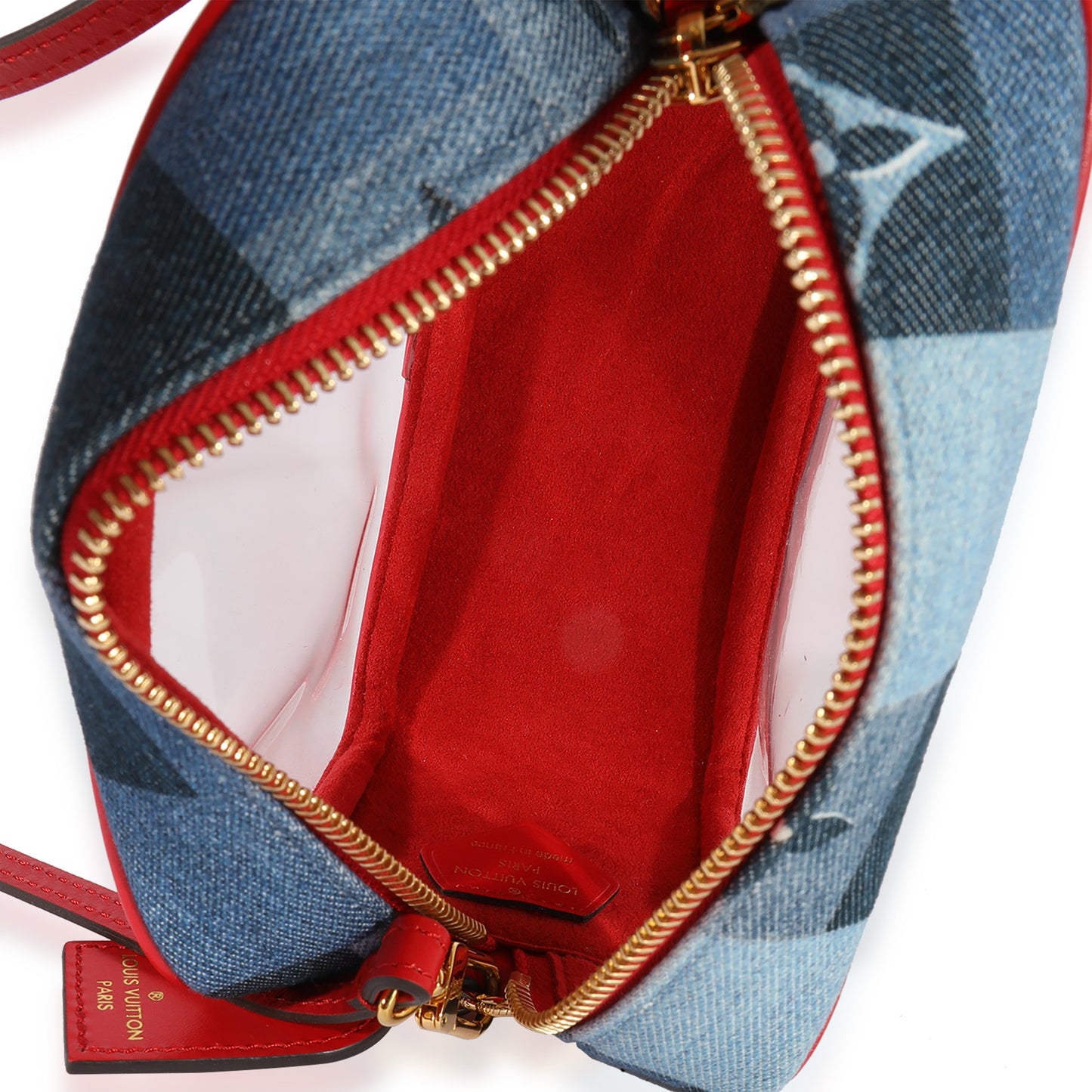 Louis Vuitton Louis Vuitton Denim Patchwork & Red Leather PVC Beach Pouch