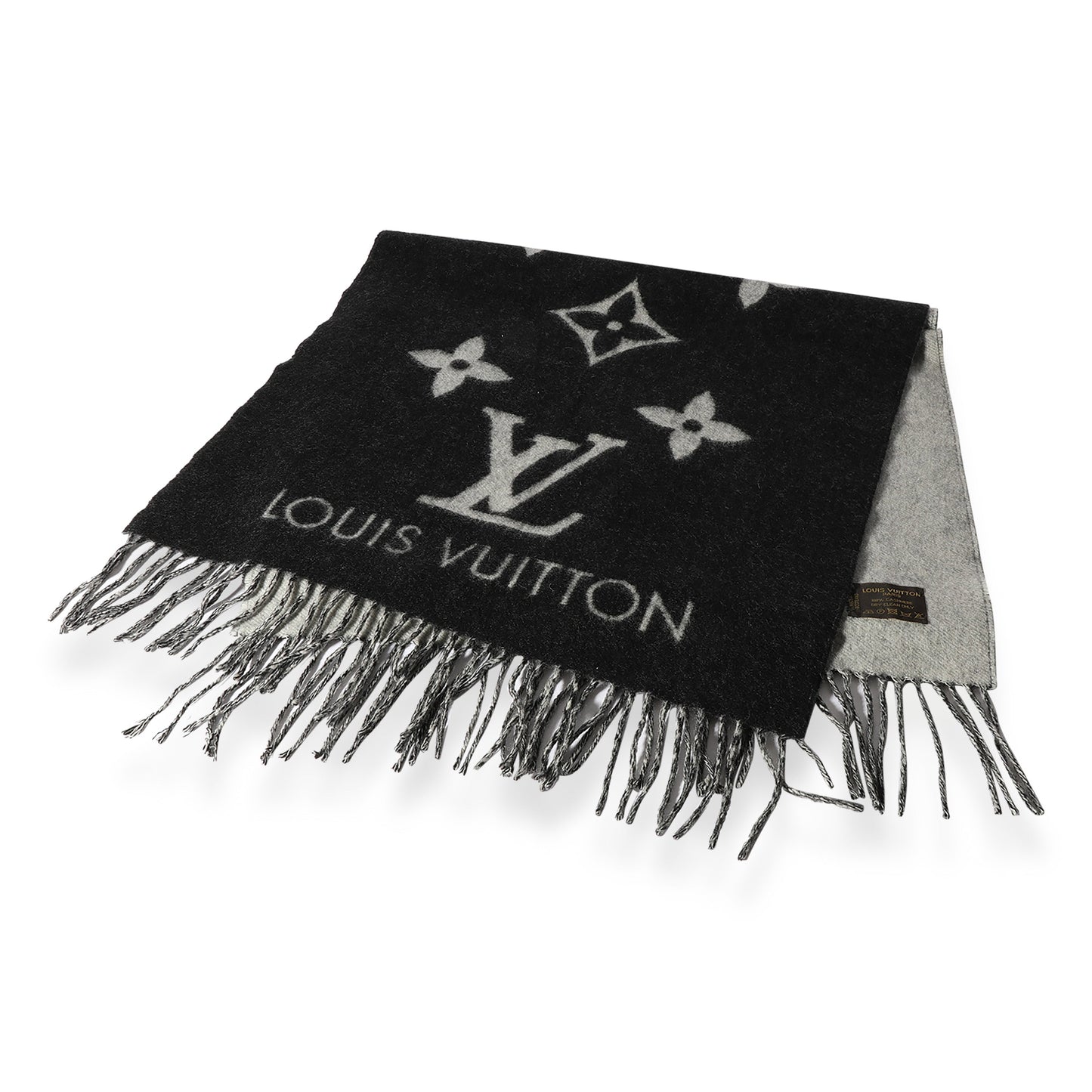 Louis Vuitton Louis Vuitton Black & Gray Monogram Cashmere Reykjavik Scarf