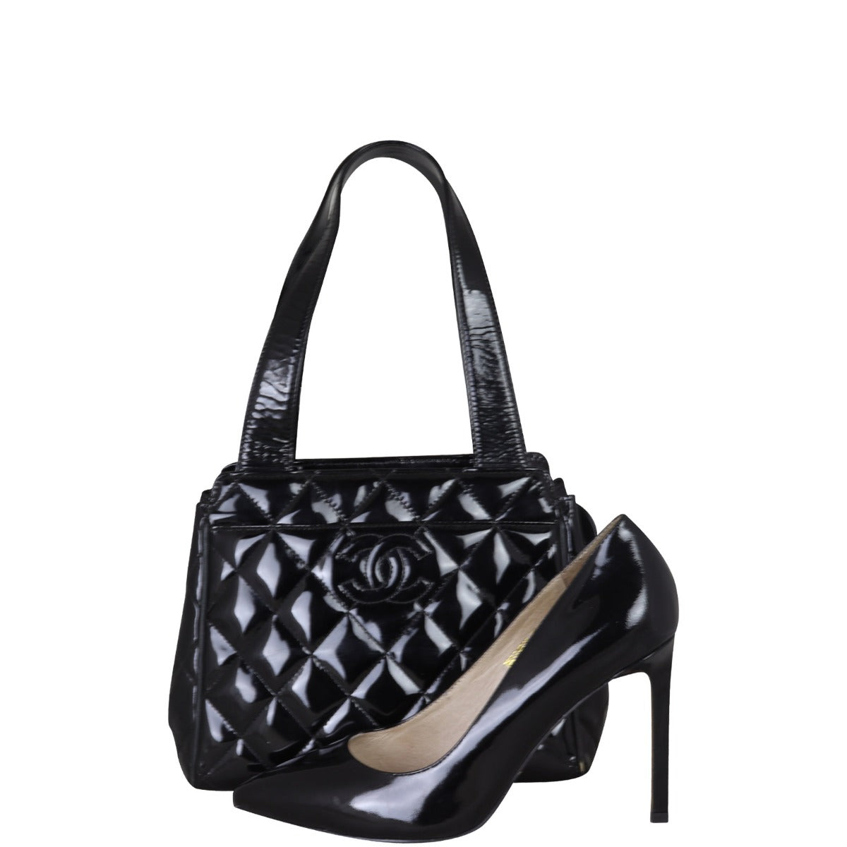 Chanel Vintage CC Quilted Patent Mini Tote