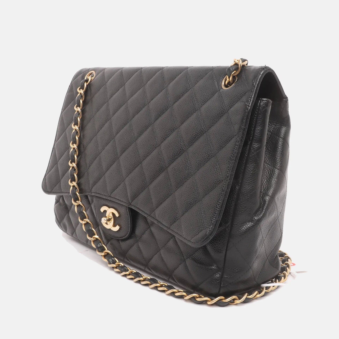 Chanel Classic Flap Maxi 2009 Black Caviar Leather Single Flap with Gold Hardware