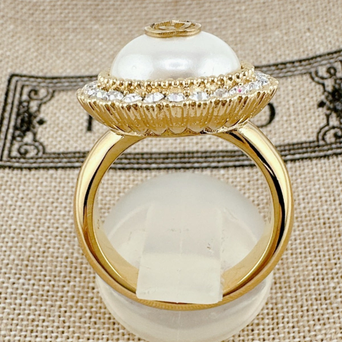 GUCCI Ring metal gold Chain effect ring GG S size Flower ring Women