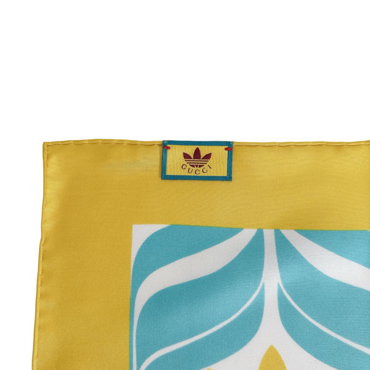 GUCCI scarf 716092 silk Yellow x blue 100% silk adidas collaboration