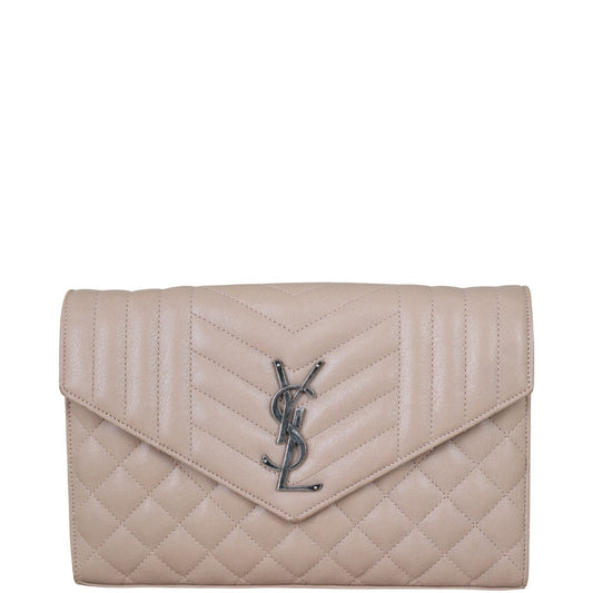 Saint Laurent Monogram Mix Matelasse Envelope Wallet on Chain