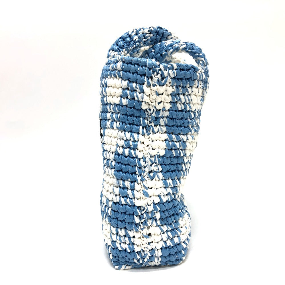PRADA Tote Bag 1BG422 Raffia blue Small Crochet Women