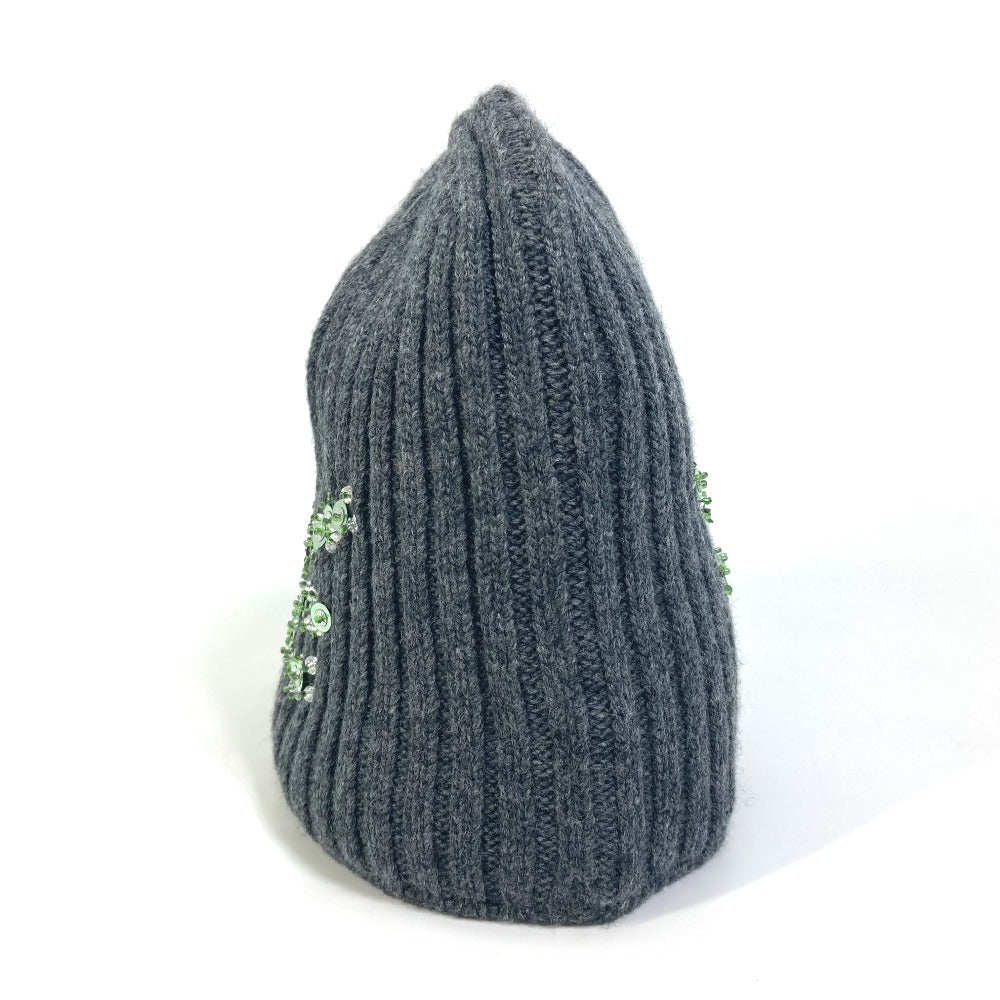 PRADA Knit hat wool gray apparel Sequin Women XS