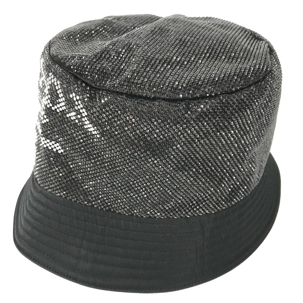 PRADA hat 1HC137 Nylon black logo studs mens L