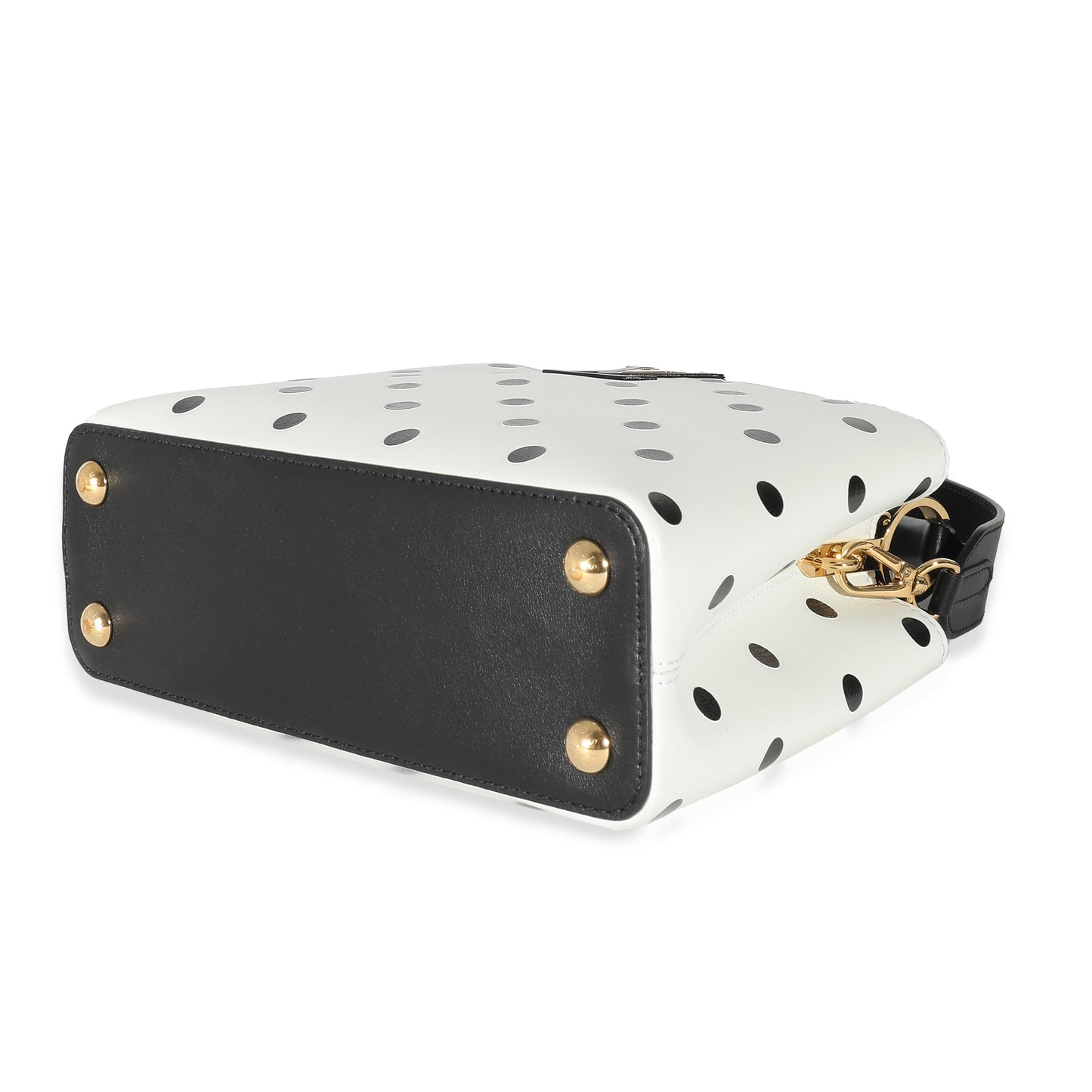 Louis Vuitton Louis Vuitton Black & White Polka Dot Printed Leather Capucines BB