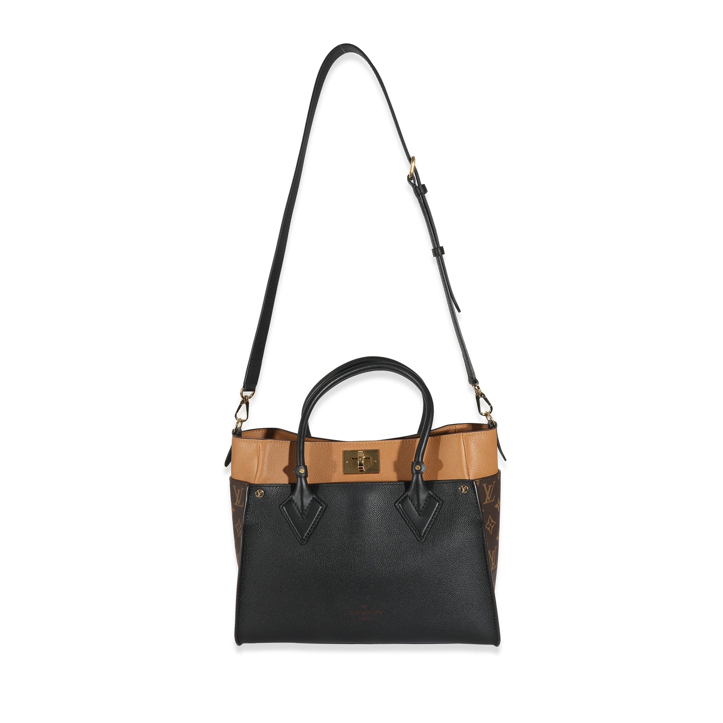 Louis Vuitton Louis Vuitton Black Twist Calfskin Monogram Canvas On My Side MM