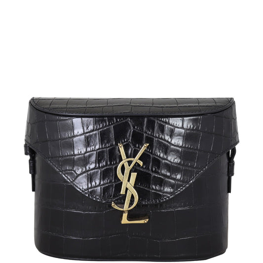 Saint Laurent June Box Bag Croc-Embossed