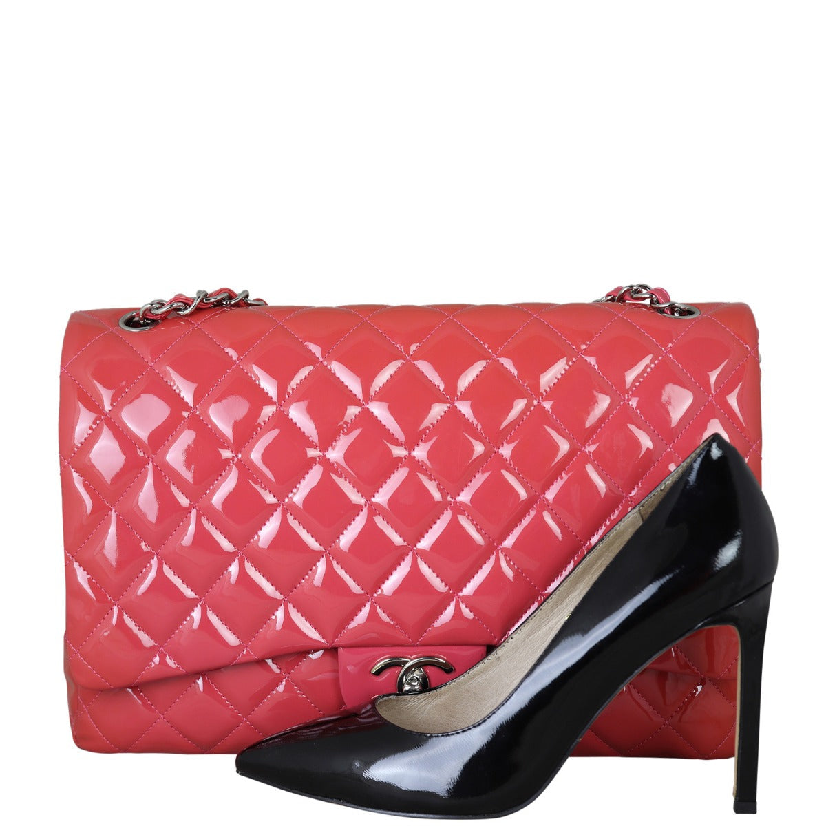 Chanel Classic Double Flap Maxi Pink Patent