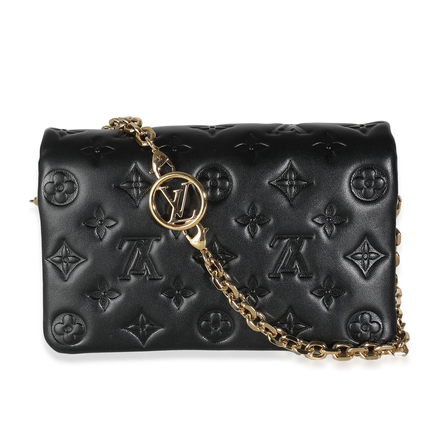 Louis Vuitton Black Monogram Embossed Puffy Lambskin Pochette Coussin