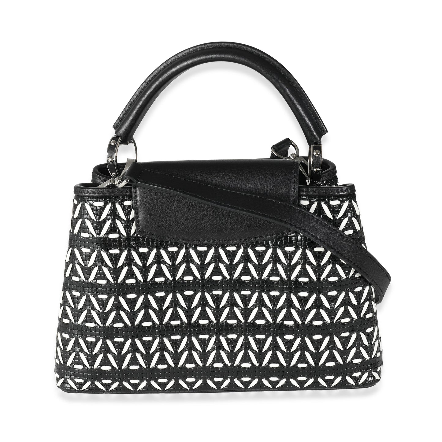 Louis Vuitton Black White Woven Calfskin Tressage Capucines BB