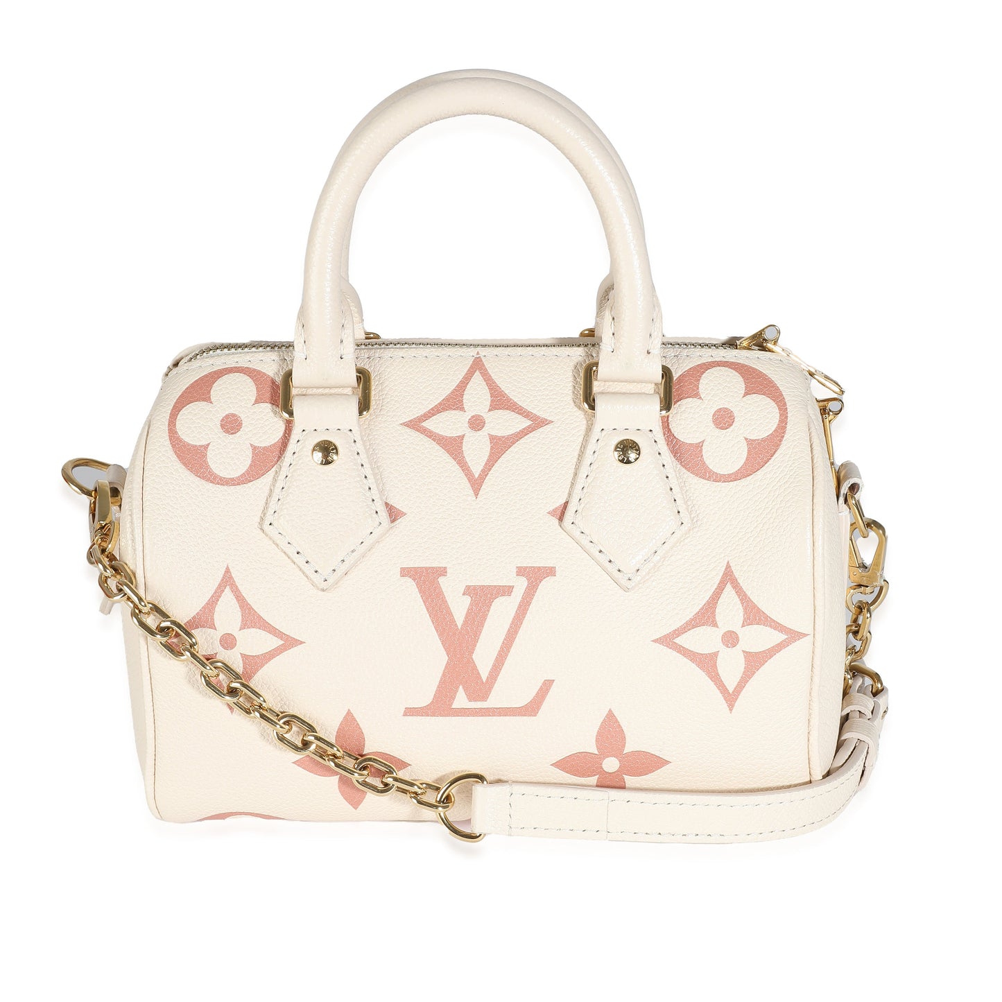 Louis Vuitton Creme Rose Trianon Empreinte Monogram Giant Speedy Bandouliere 20