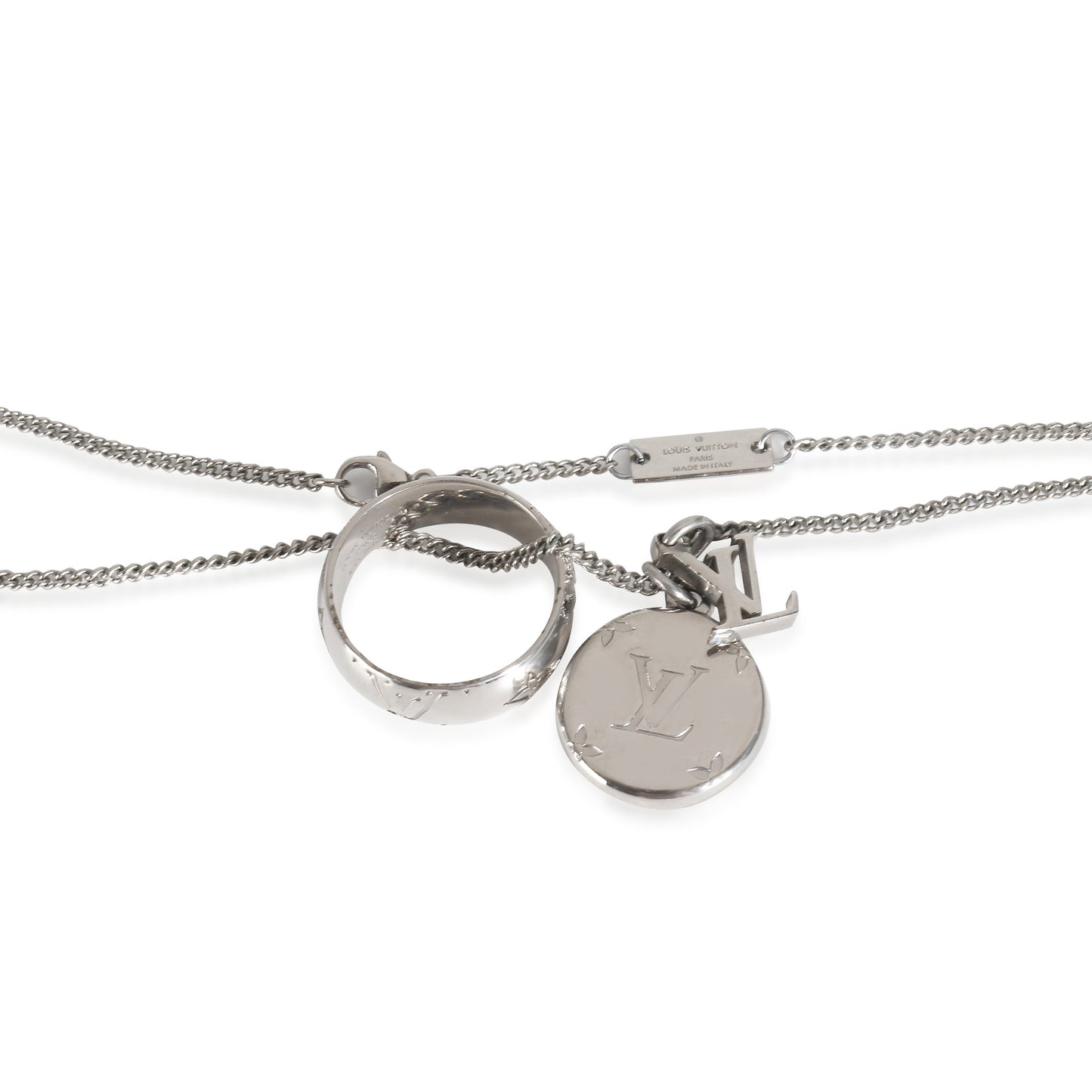 Louis Vuitton Monogram Charms Sier Tone Necklace