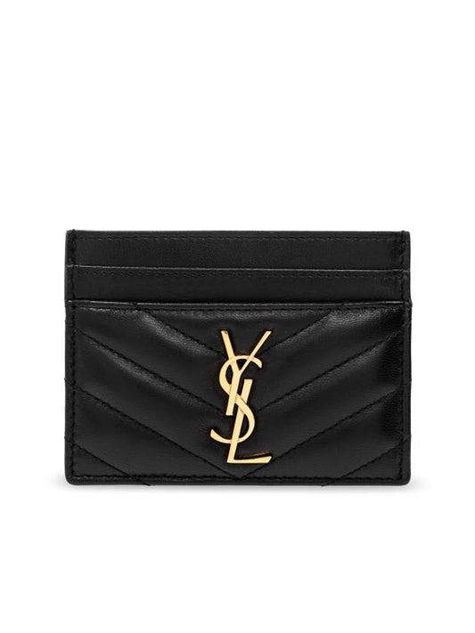 Luxury Saint Laurent Trending 2025 Cassandre Matelasse Lambskin Card Wallet Black