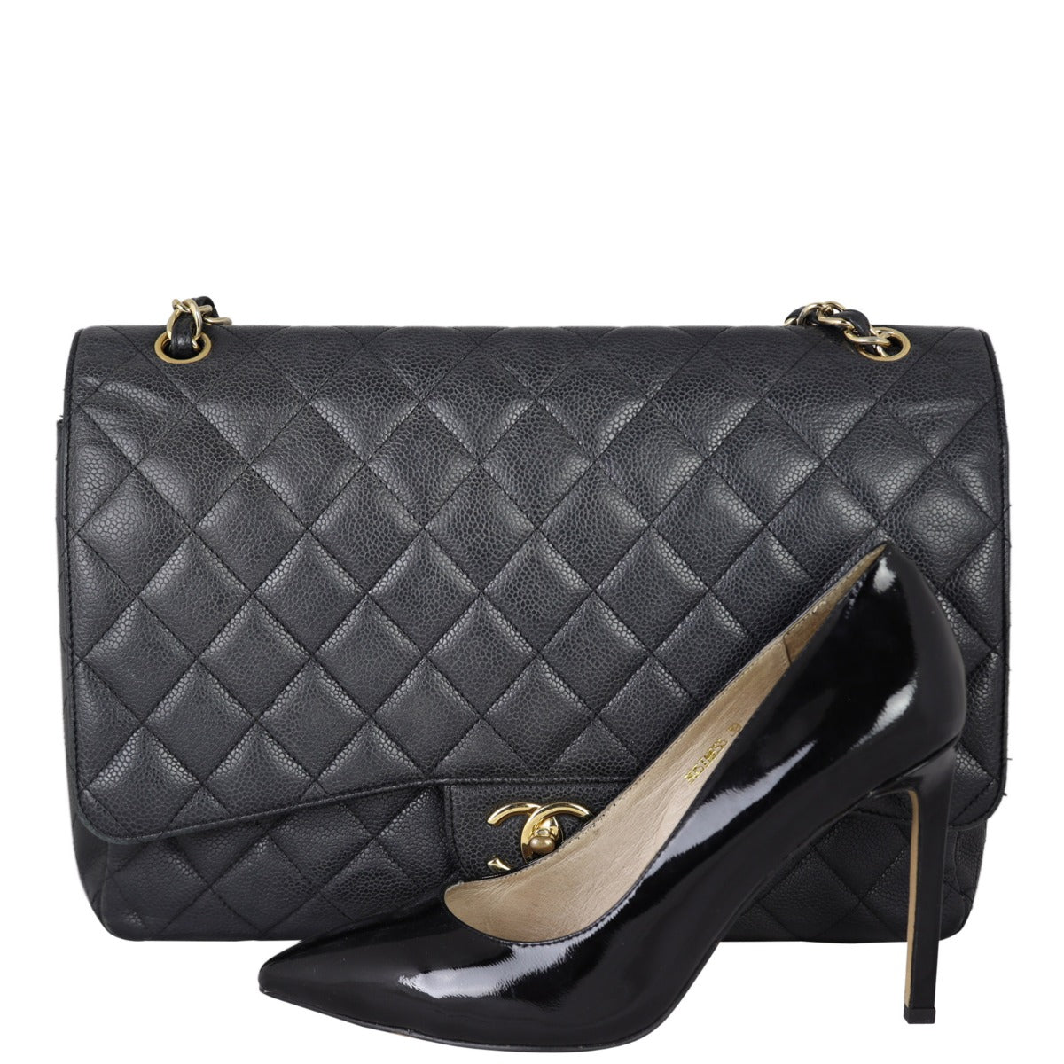 Chanel Classic Double Flap Maxi | Black Quilted Caviar
