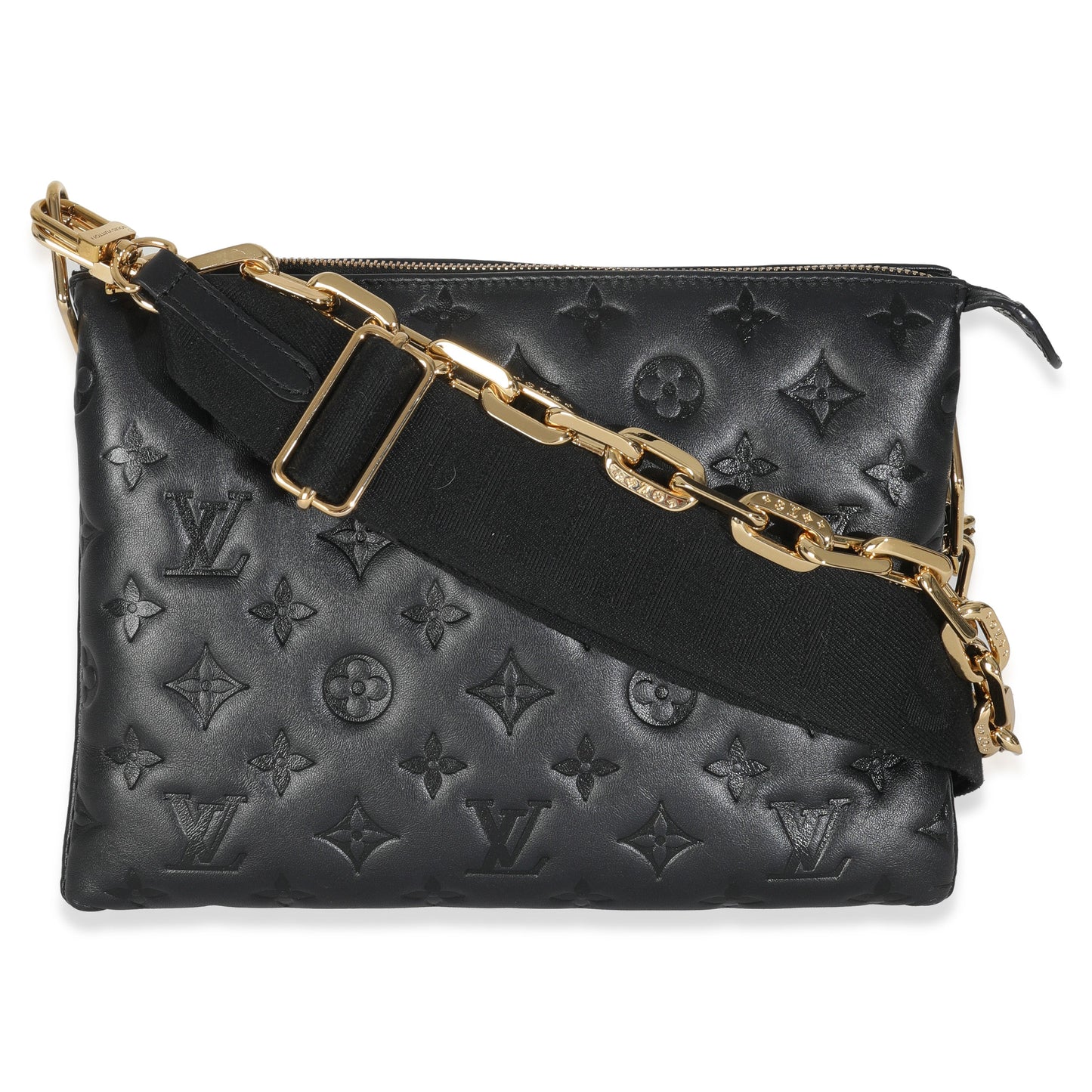 Louis Vuitton Black Monogram Embossed Lambskin Coussin PM