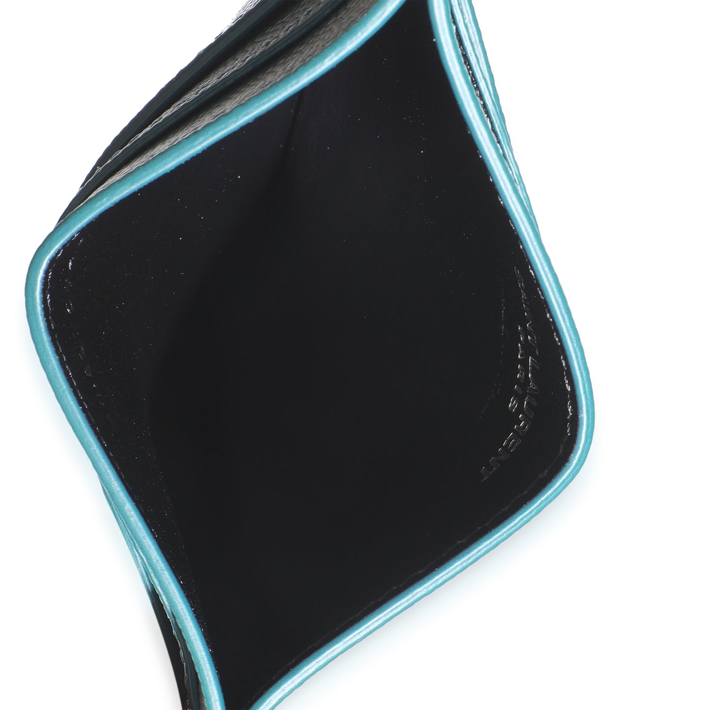 Saint Laurent Turquoise Grain De Poudre Credit Card Case