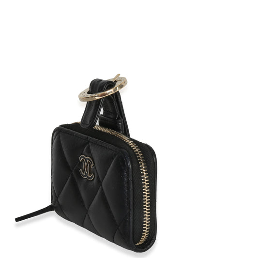 Chanel Black Quilted Lambskin Coin Purse Bracelet