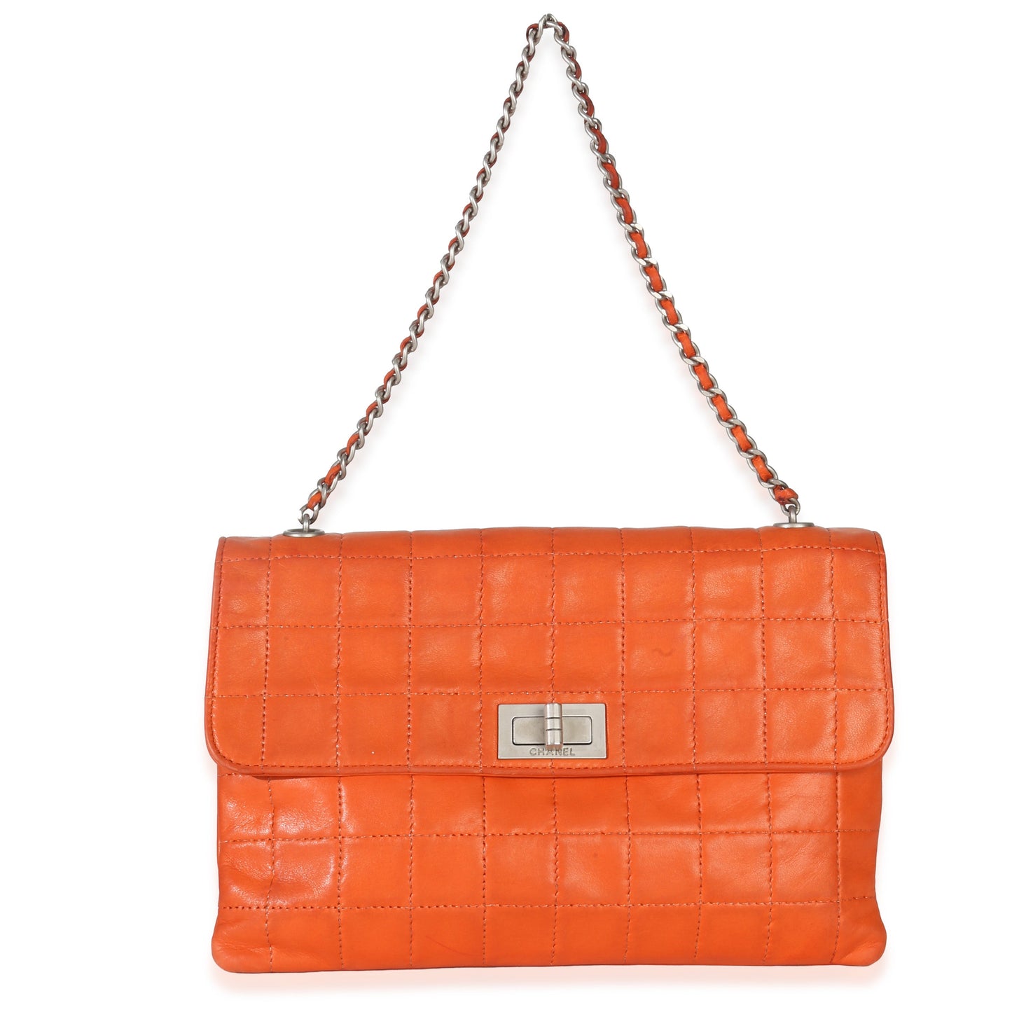 Chanel Orange Quilted Lambskin Chocolate Bar Mademoiselle Flap