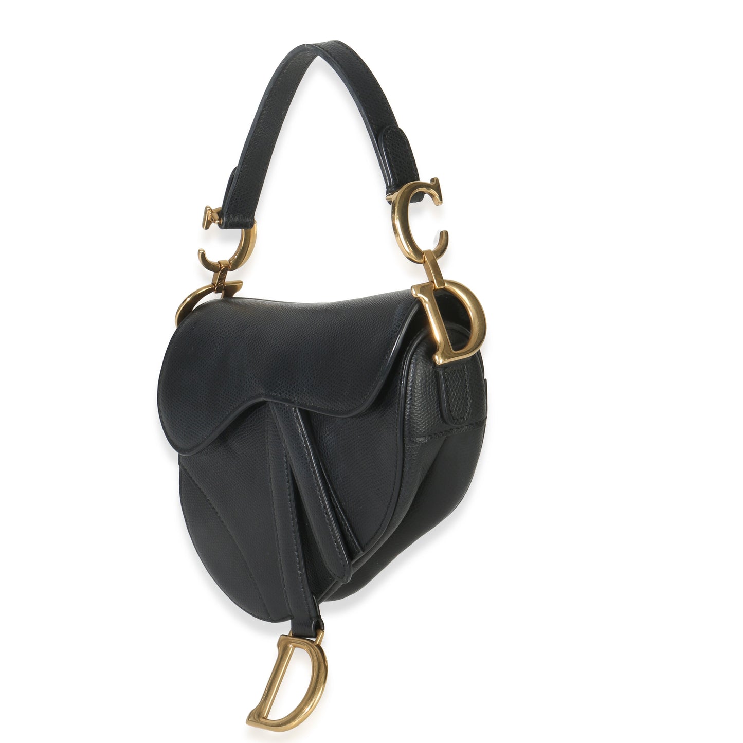 Dior Black Grained Calfskin Mini Saddle Bag