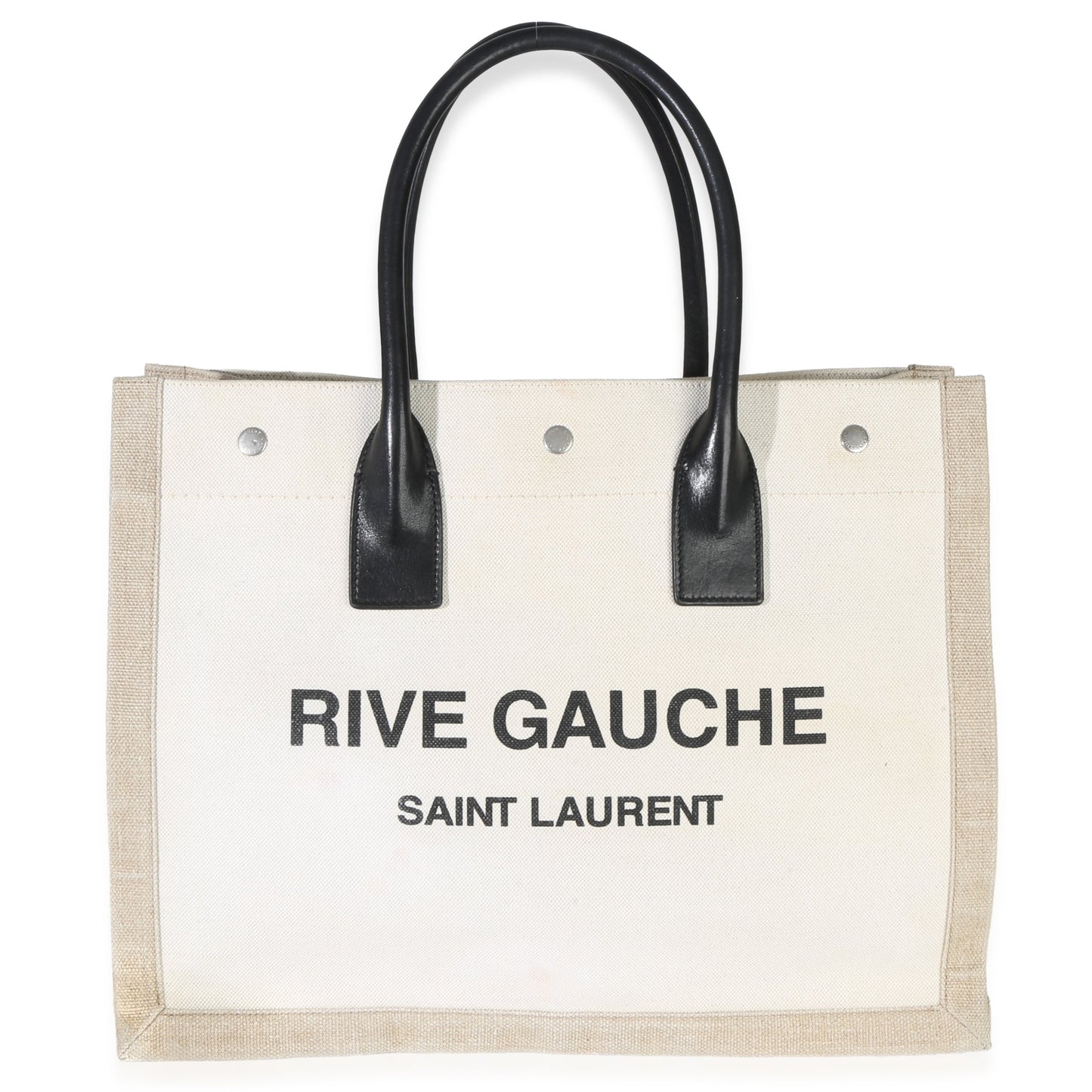 Saint Laurent Beige Linen Rive Gauche Tote