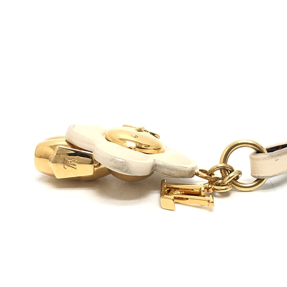 LOUIS VUITTON key ring M02204 Gold Plated / Leather white Bag Charm Mini Vivienne
