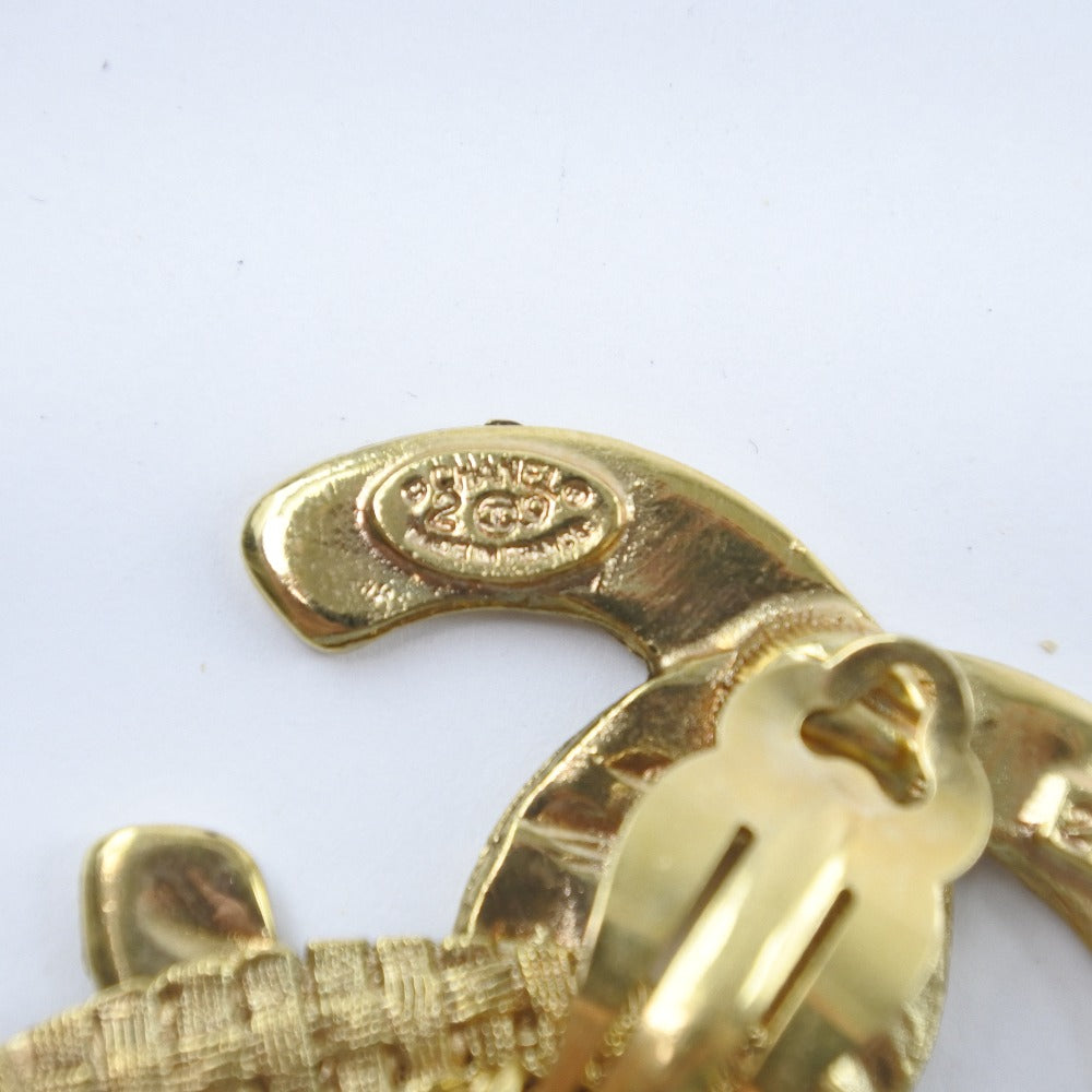 CHANEL Earring Plated Gold gold mesh COCO Mark Women