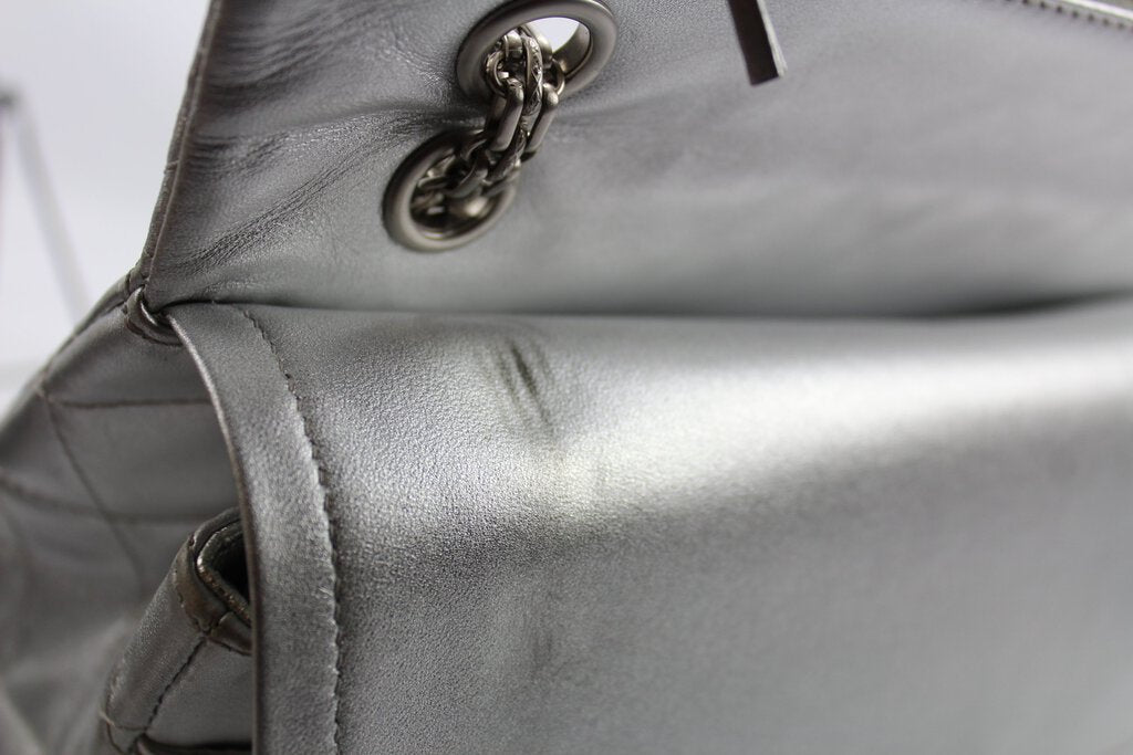 Chanel 2.55 227 Silver Jumbo Classic flap 10-15M Bag