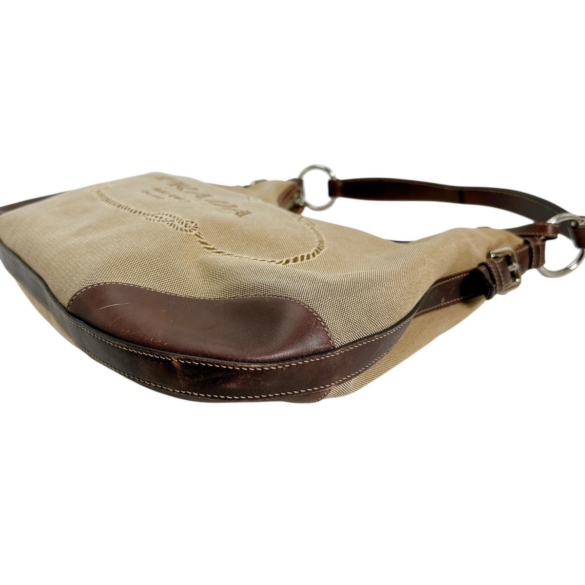 PRADA Handbag BR3423 Canvas, Leather beige one belt Logo jacquard Women