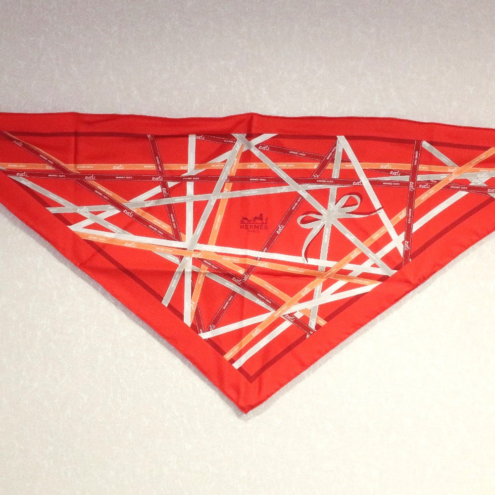 HERMES scarf silk Orange triangle Pointe Pointe Women