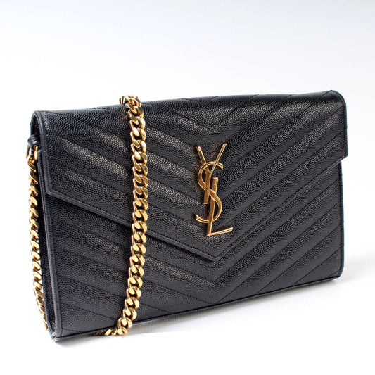 Saint Laurent Grain De Chain Wallet Black 377828 Bag