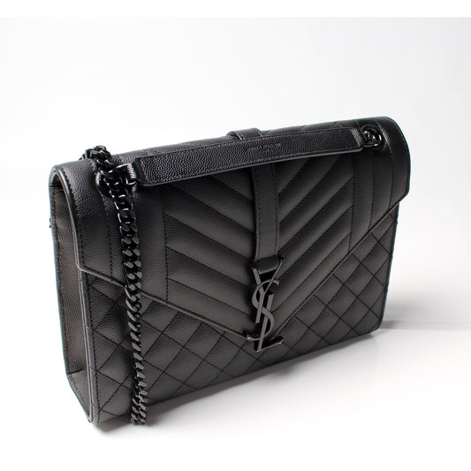 Saint Laurent Grain De Monogram Triquilt Medium Satchel Bag
