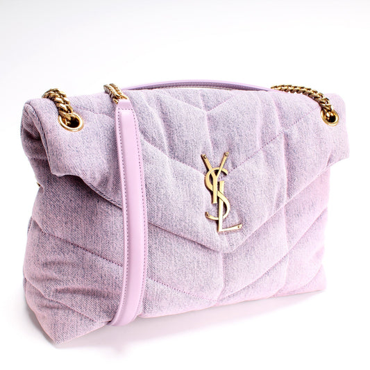 Saint Laurent Puffer Quilted Medium Denim 577475 Bag