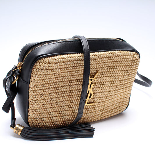 Saint Laurent Lou Camera Medium Raffia Bag