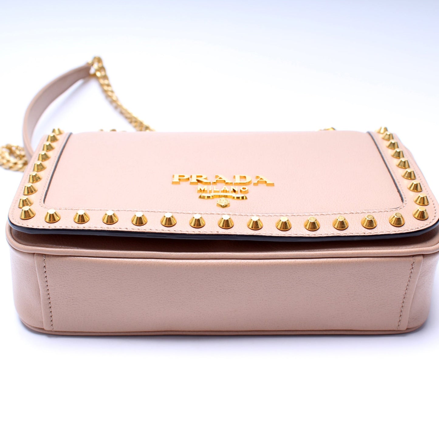 Prada Glace Calfskin Studded Crossbody Bag