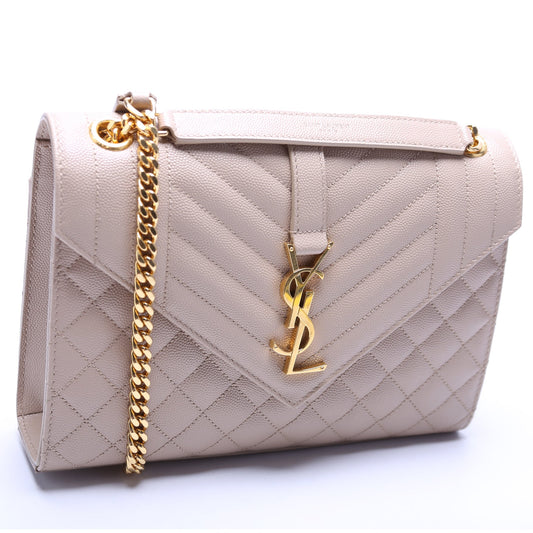 Saint Laurent Grain De Monogram Triquilt Medium Satchel Bag