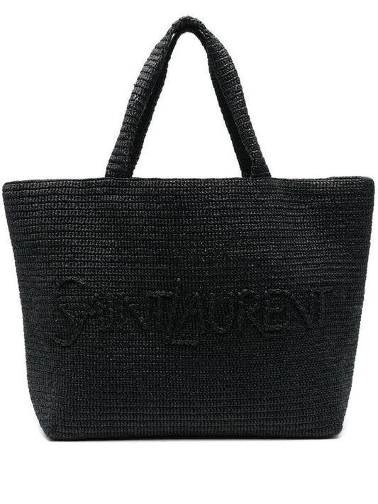Luxury Saint Laurent Trending 2025 Raffia Tote Bag Black