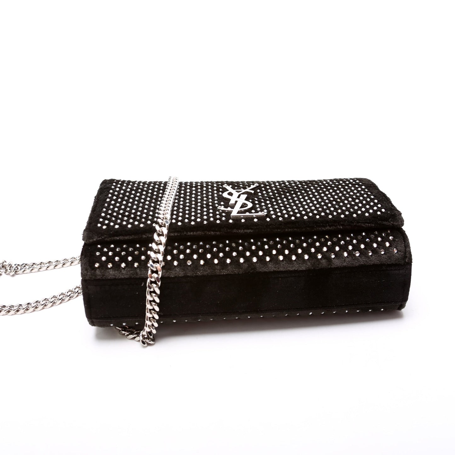 Saint Laurent Kate Satchel Small Velvet Rhinestone 471286 Bag