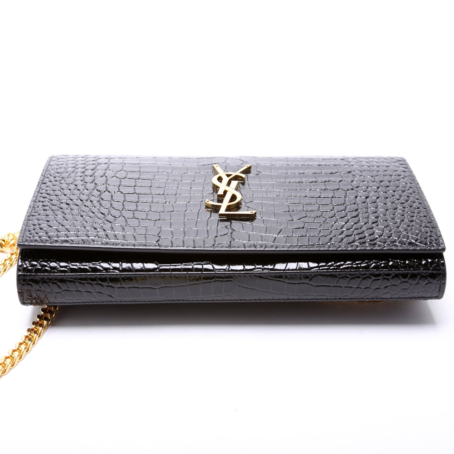 Saint Laurent Kate Chain Wallet Crocodile Bag