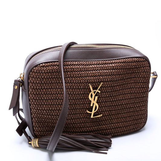 Saint Laurent 612542 Lou Camera Medium Raffia Bag