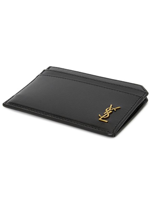 Luxury Saint Laurent Trending 2025 Tiny Cassandre Open Shiny Leather Card Wallet Black