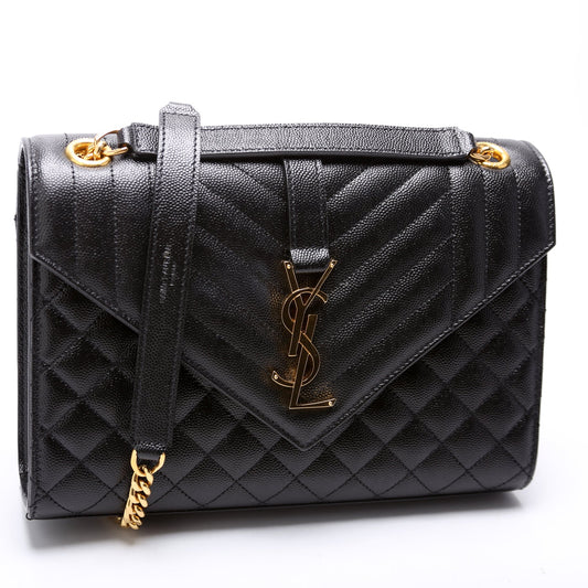 Saint Laurent Envelope Medium Grain de Poudre Triquilt 600185 Bag