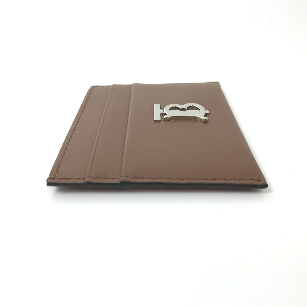 BURBERRY Card Case leather Brown logo Women