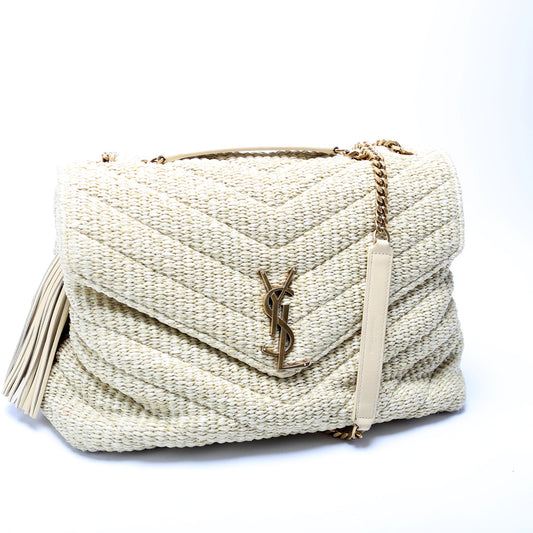 Saint Laurent Loulou Satchel Medium Raffia Bag