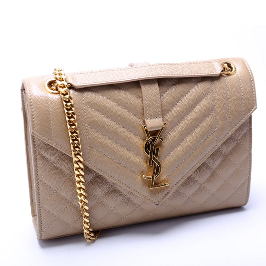 Saint Laurent Envelope Medium Grain Triquilt Bag