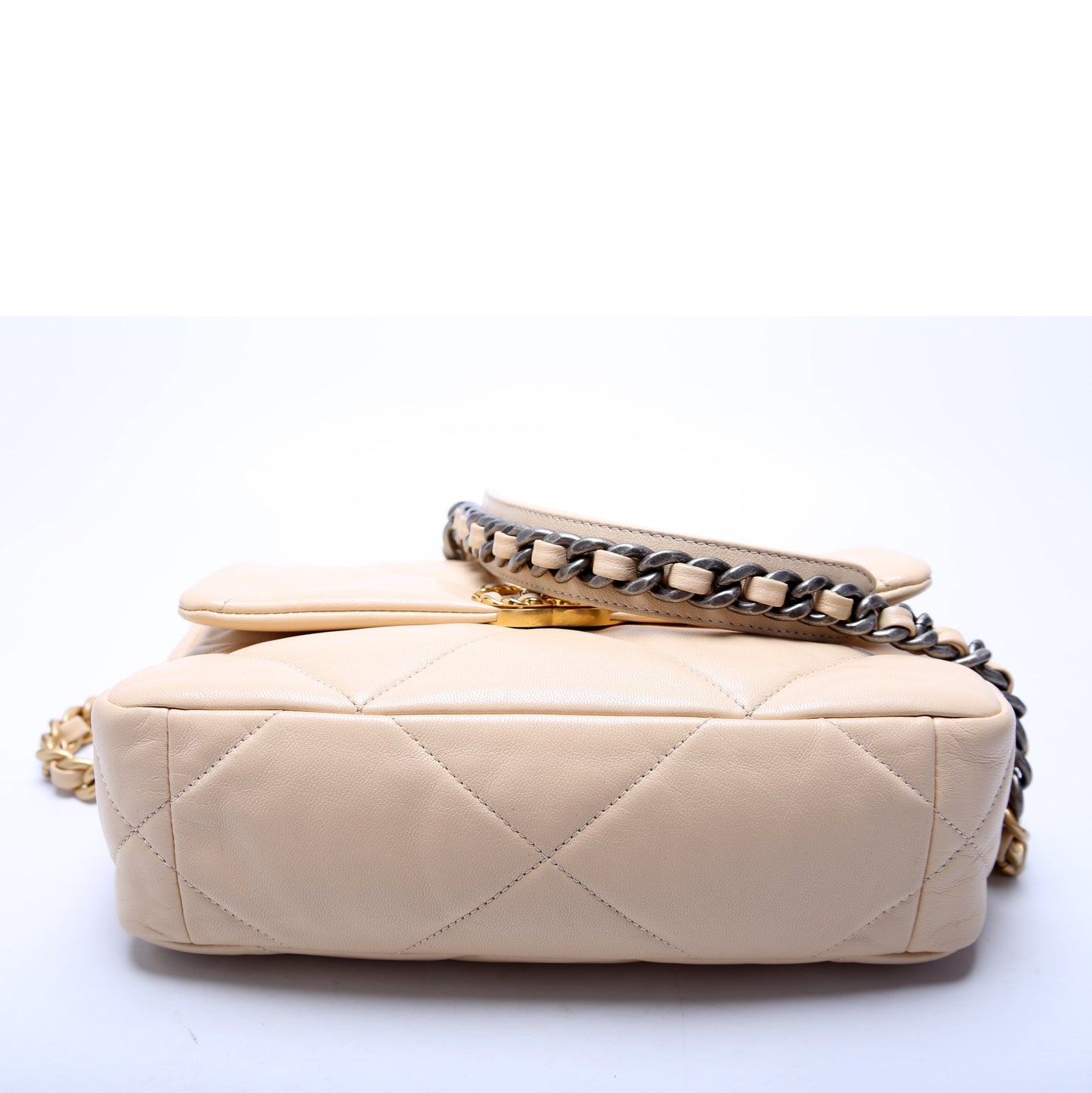 Chanel 19 Medium Flap Quilted Goatskin 28M Beige Bag
