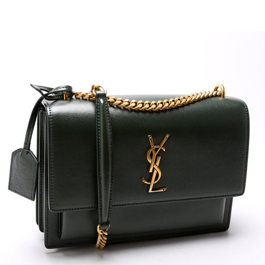 Saint Laurent Sunset Medium Smooth Leather Green Bag